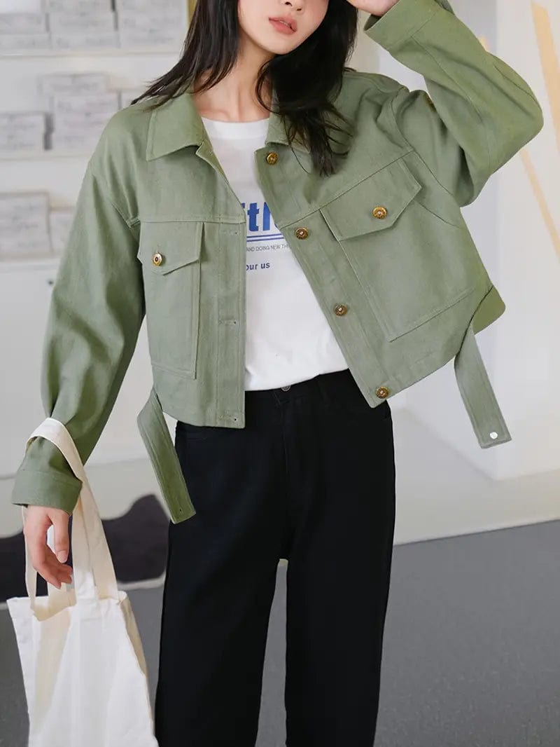 Women's army green denim jacket