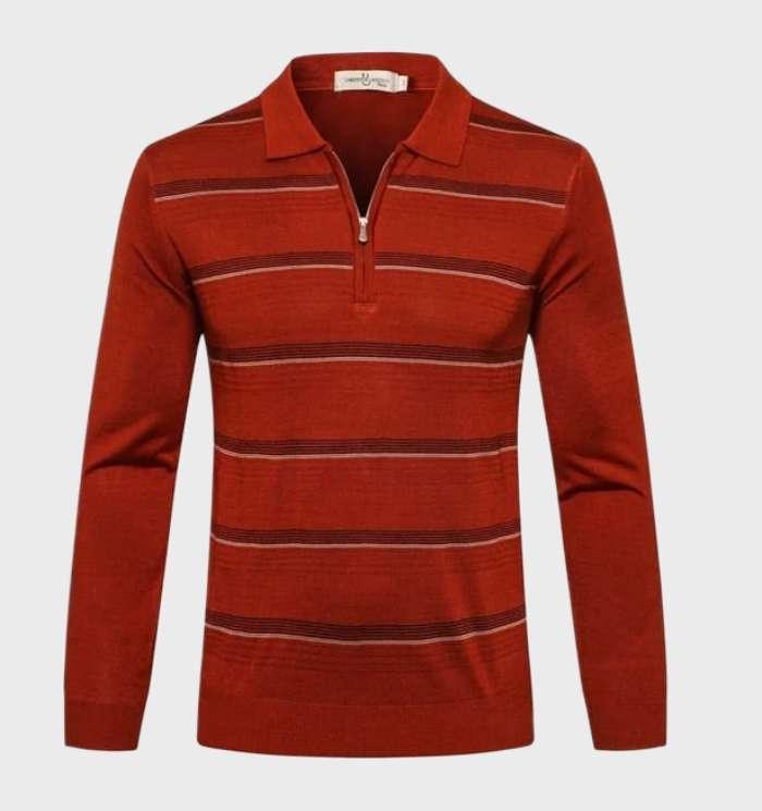 Men's Sweater with Polo Collar and 1/4 Zipper