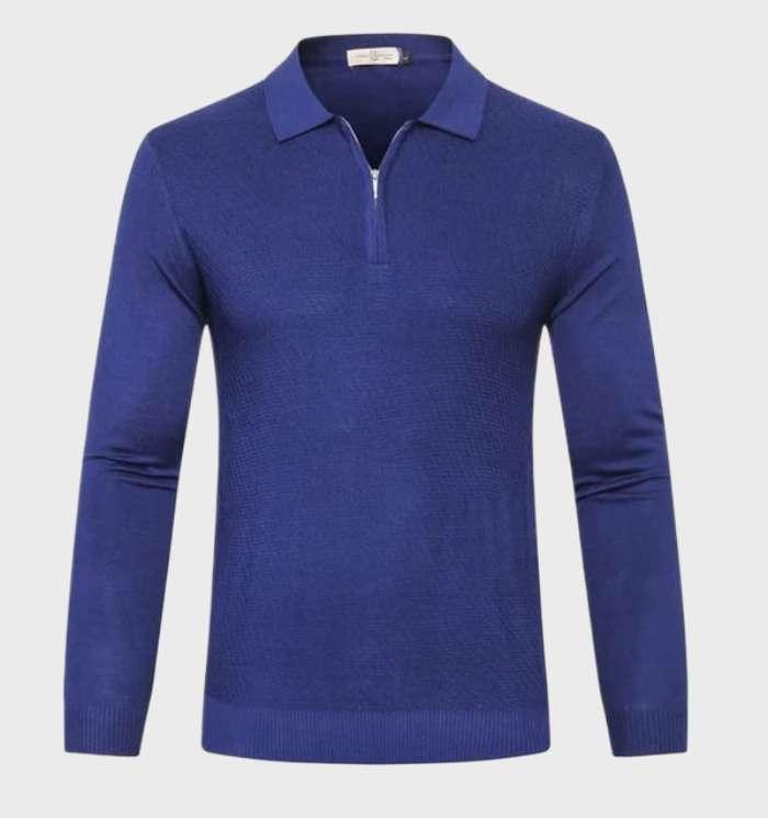 Men's Sweater with Polo Collar and 1/4 Zipper