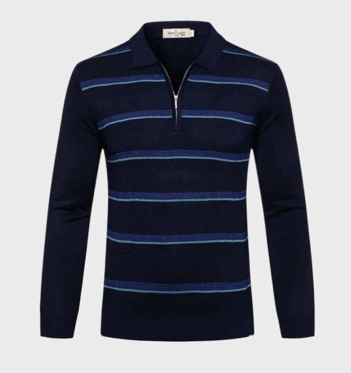 Men's Sweater with Polo Collar and 1/4 Zipper