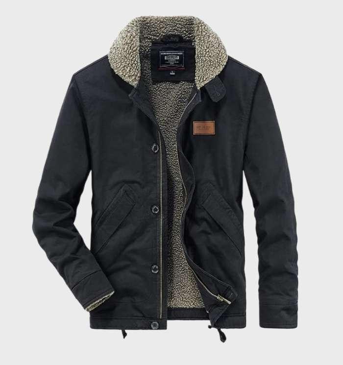 Men's winter jacket with soft inner lining and collar