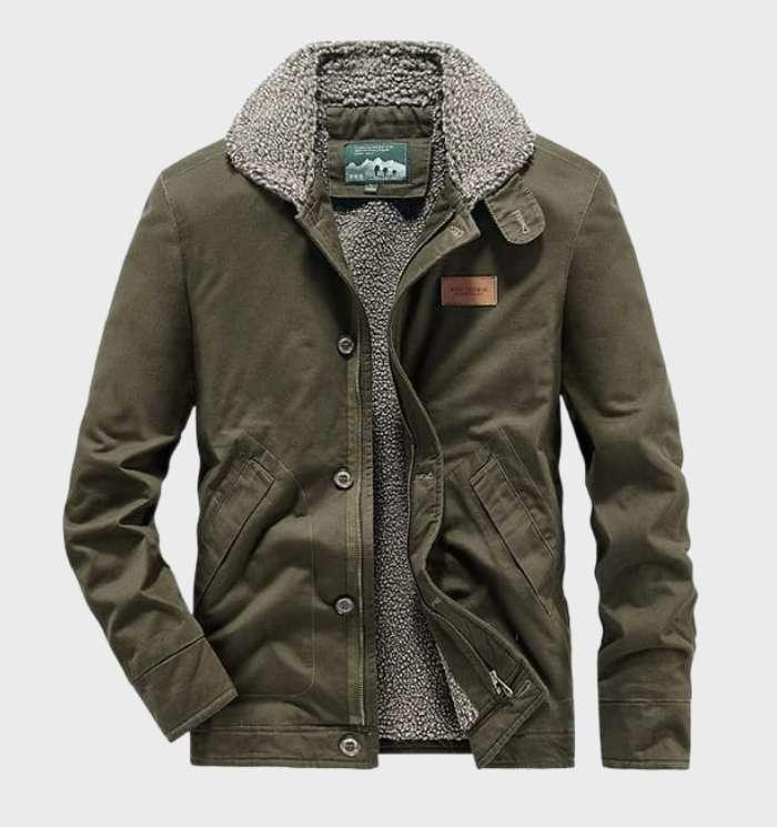 Men's winter jacket with soft inner lining and collar