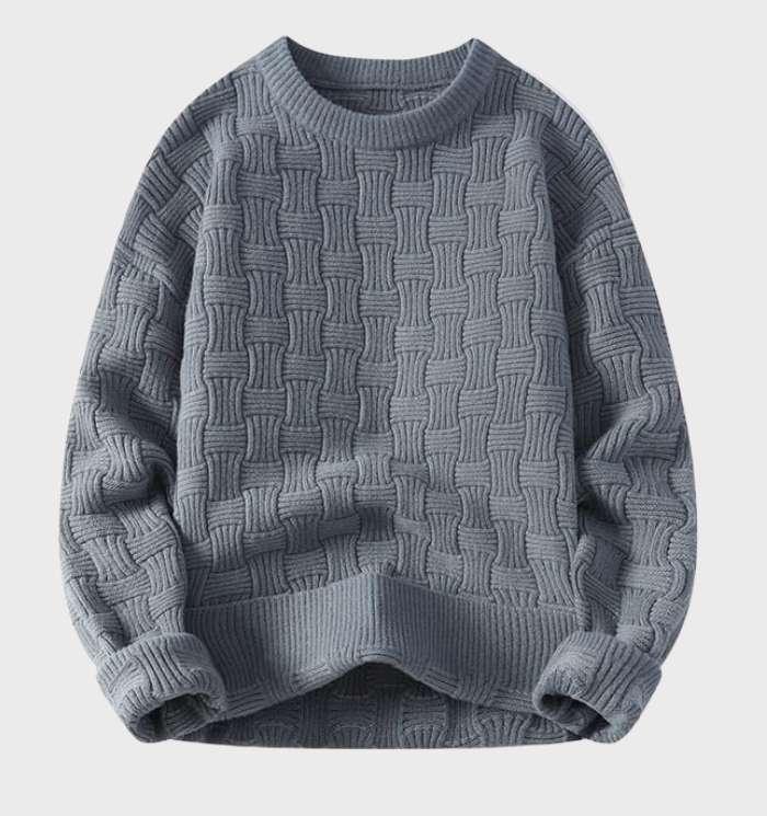 Knitted Casual Men's Sweater with Round Neckline