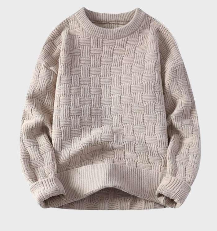 Knitted Casual Men's Sweater with Round Neckline