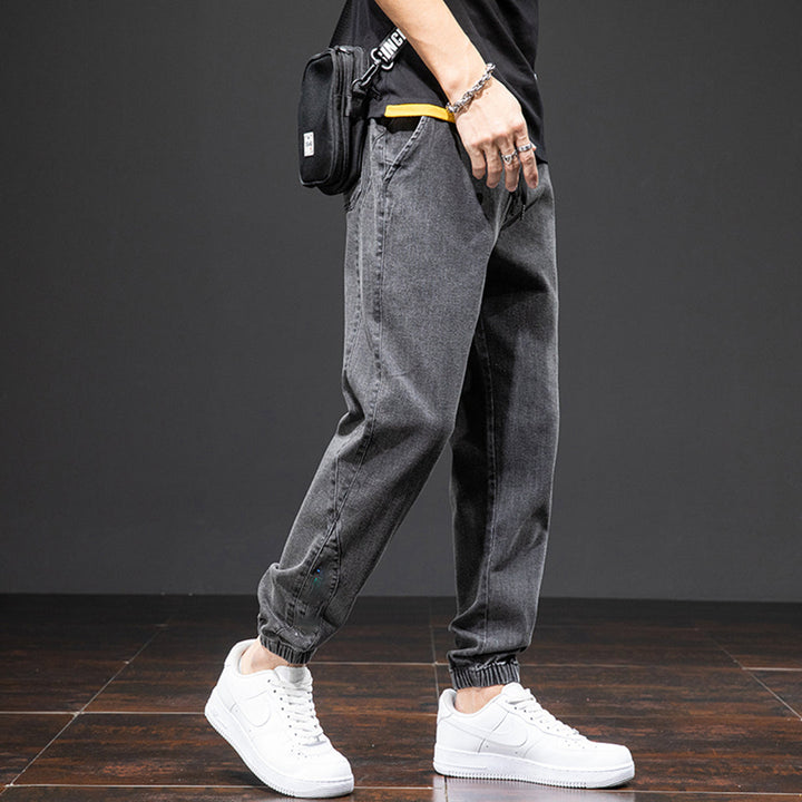 Casual denim jogging trousers for men