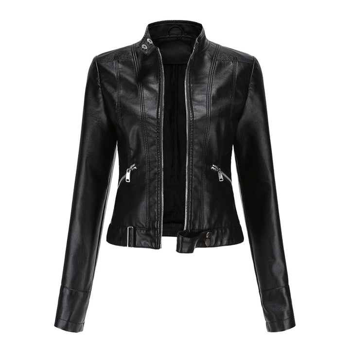 Stylish leather jacket for women with belt