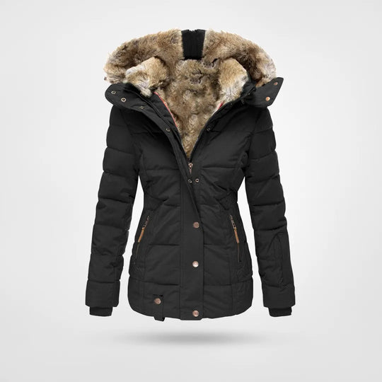 Ladies winter coat with imitation fur lining