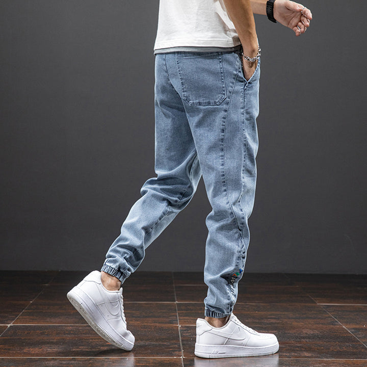 Casual denim jogging trousers for men