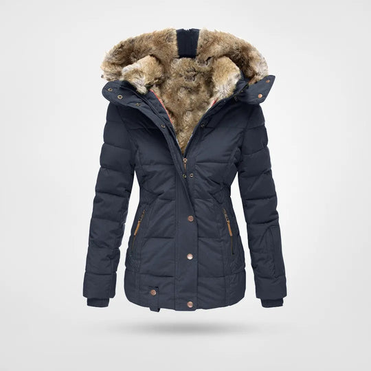 Ladies winter coat with imitation fur lining