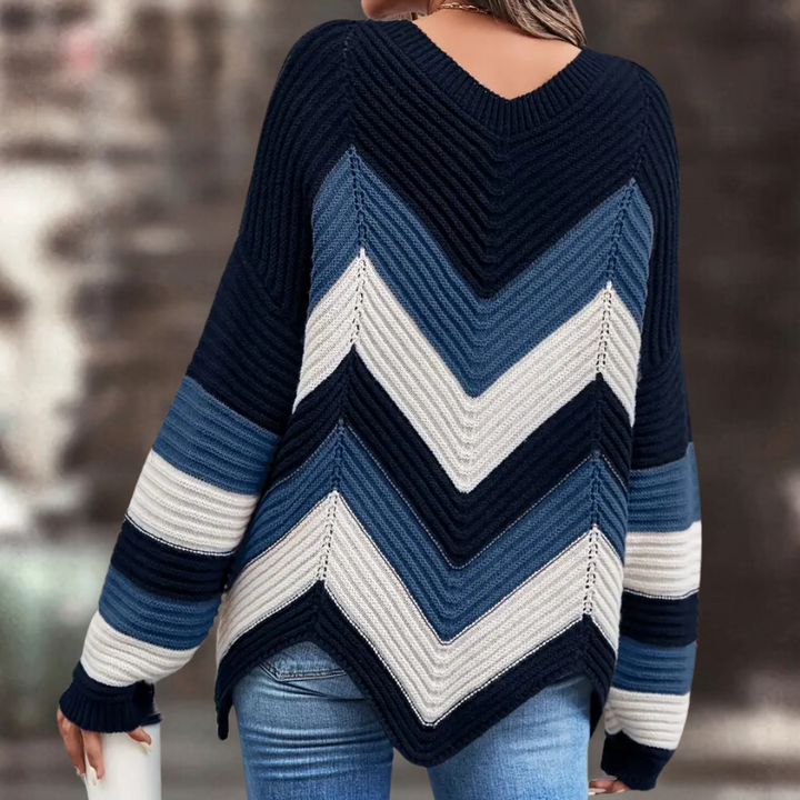 Comfortable blue and black jumper for women