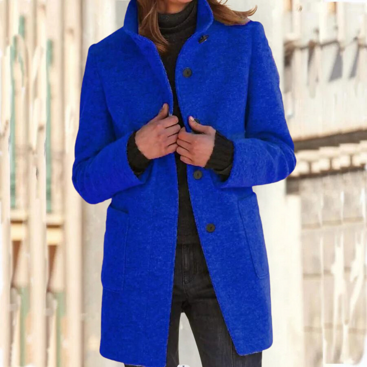 Elegant stand up collar coat for women