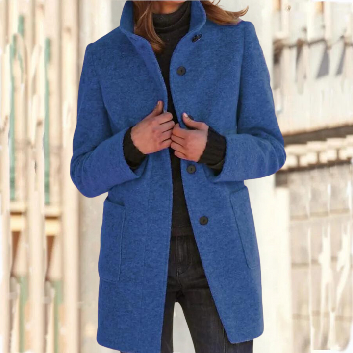 Elegant stand up collar coat for women