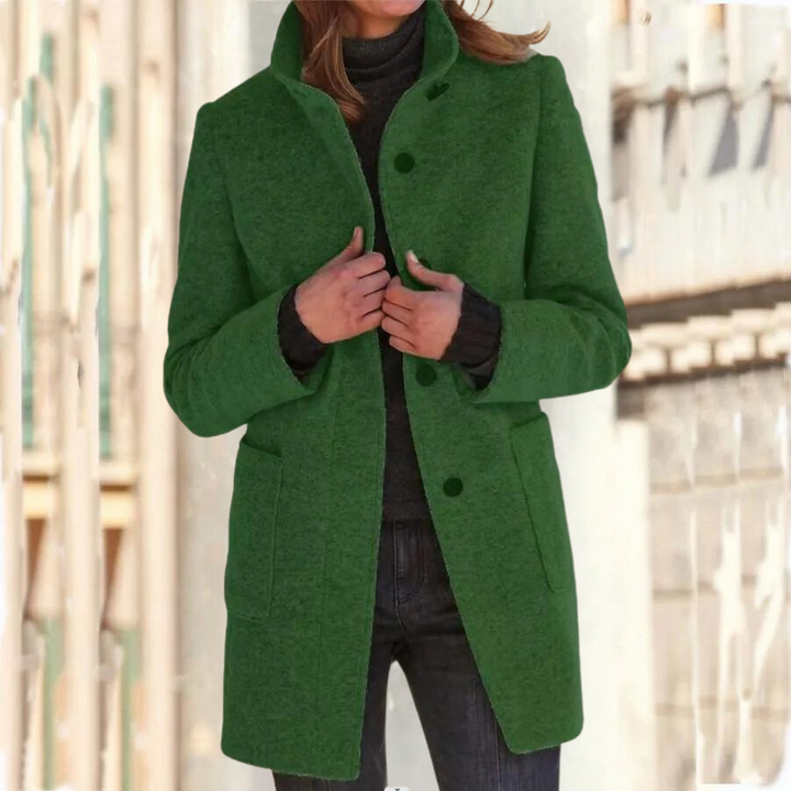 Elegant stand up collar coat for women