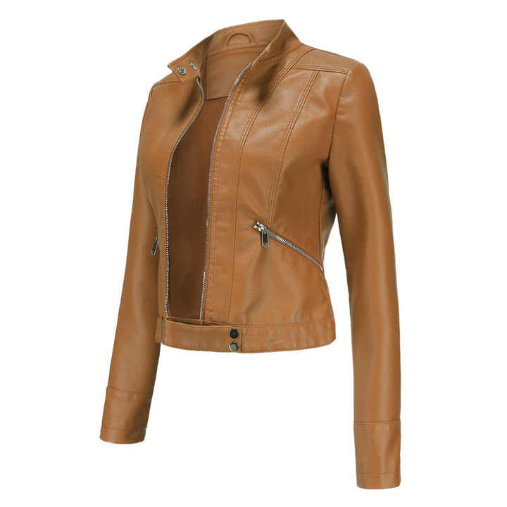 Stylish leather jacket for women with belt