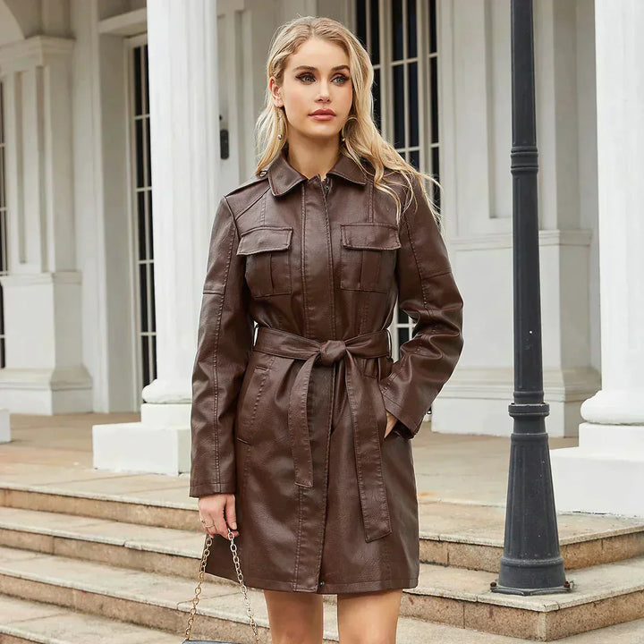 Leather coat for women