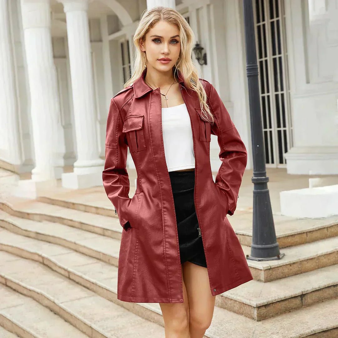 Leather coat for women