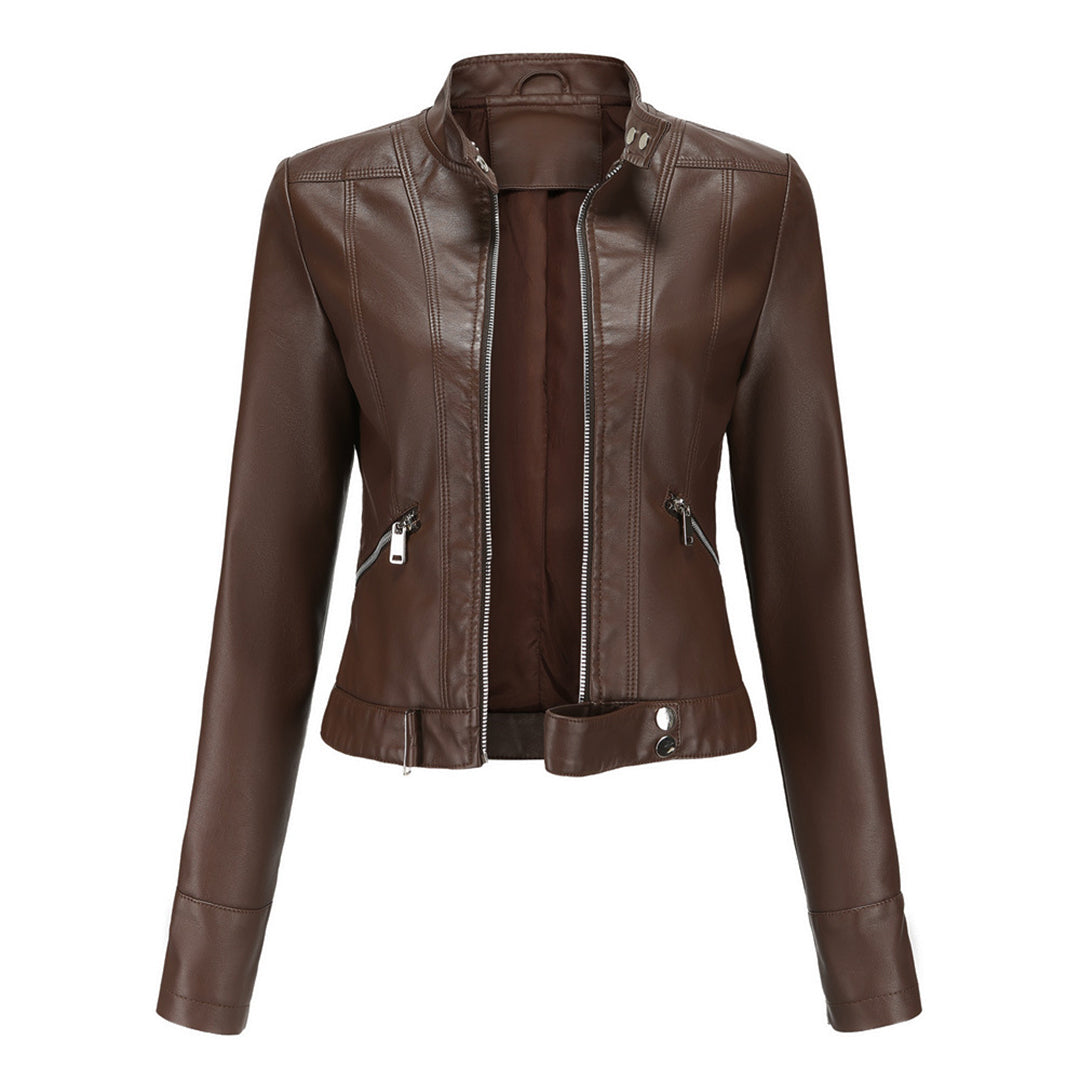 Stylish leather jacket for women with belt