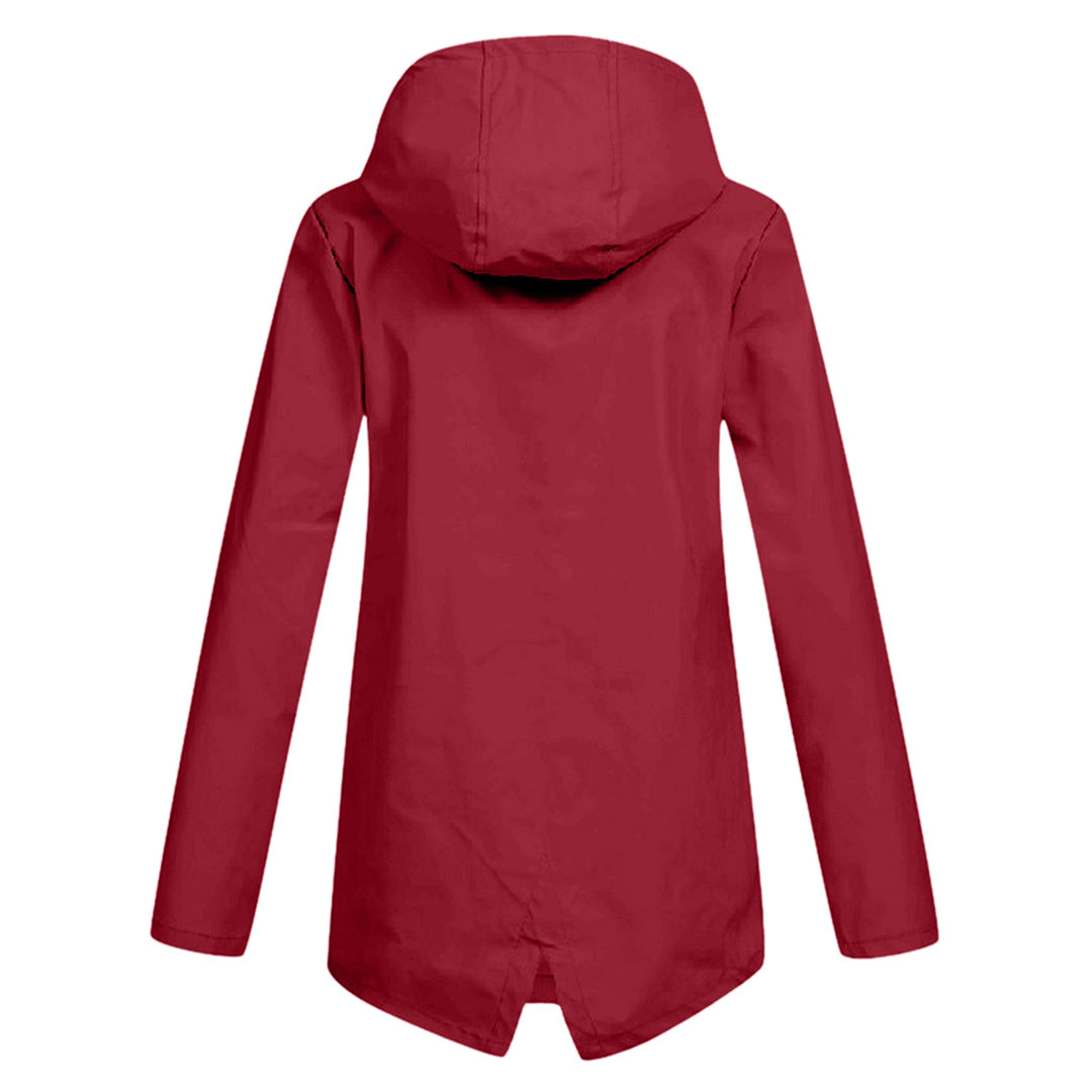 Long hooded women's raincoat