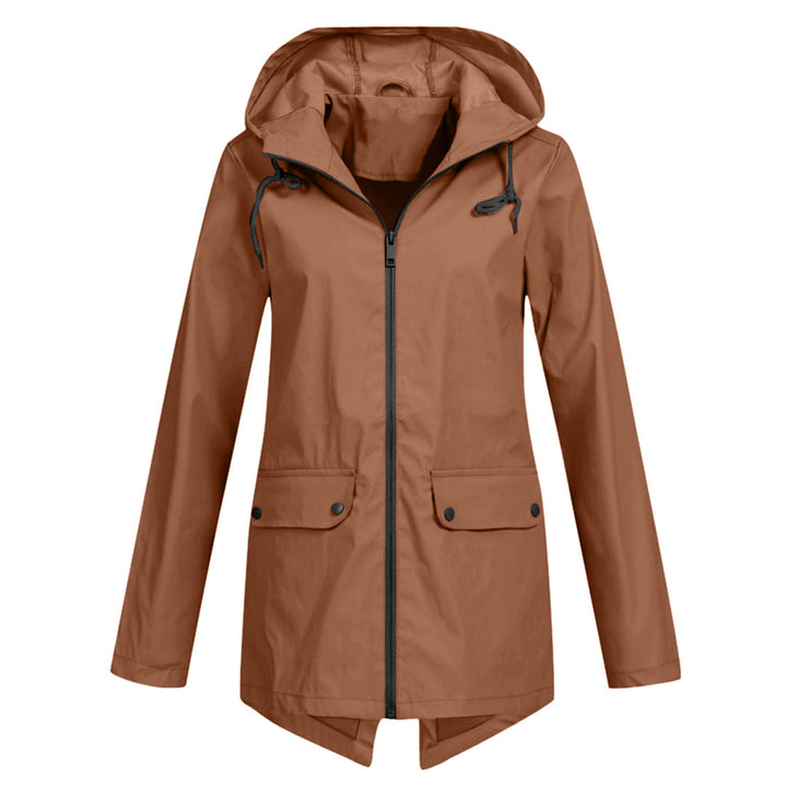 Long hooded women's raincoat