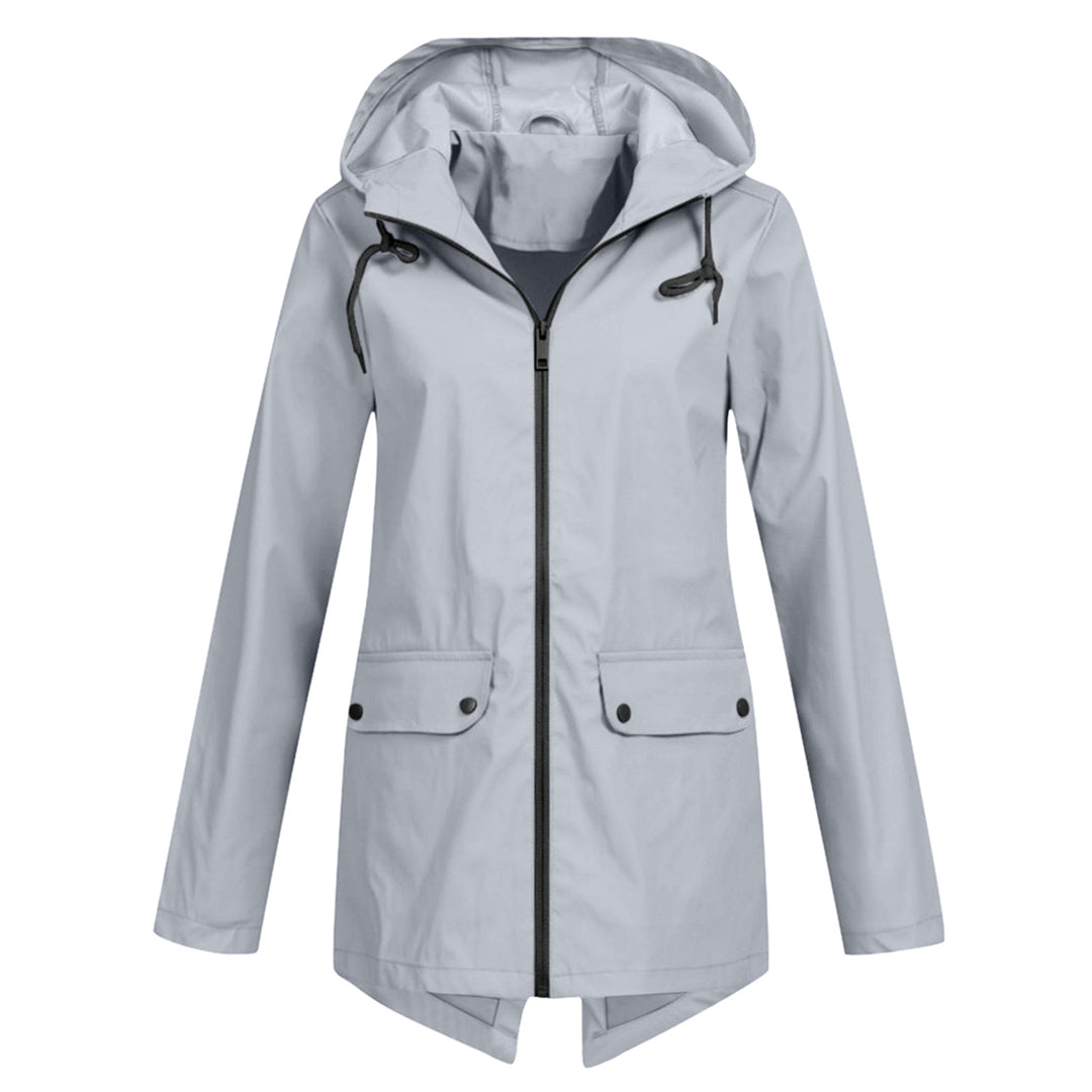 Long hooded women's raincoat