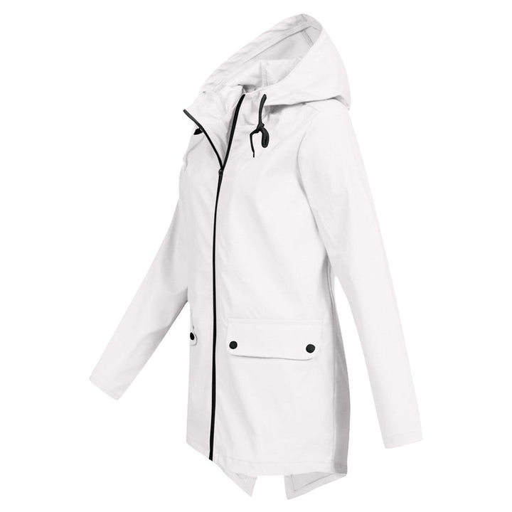 Long hooded women's raincoat