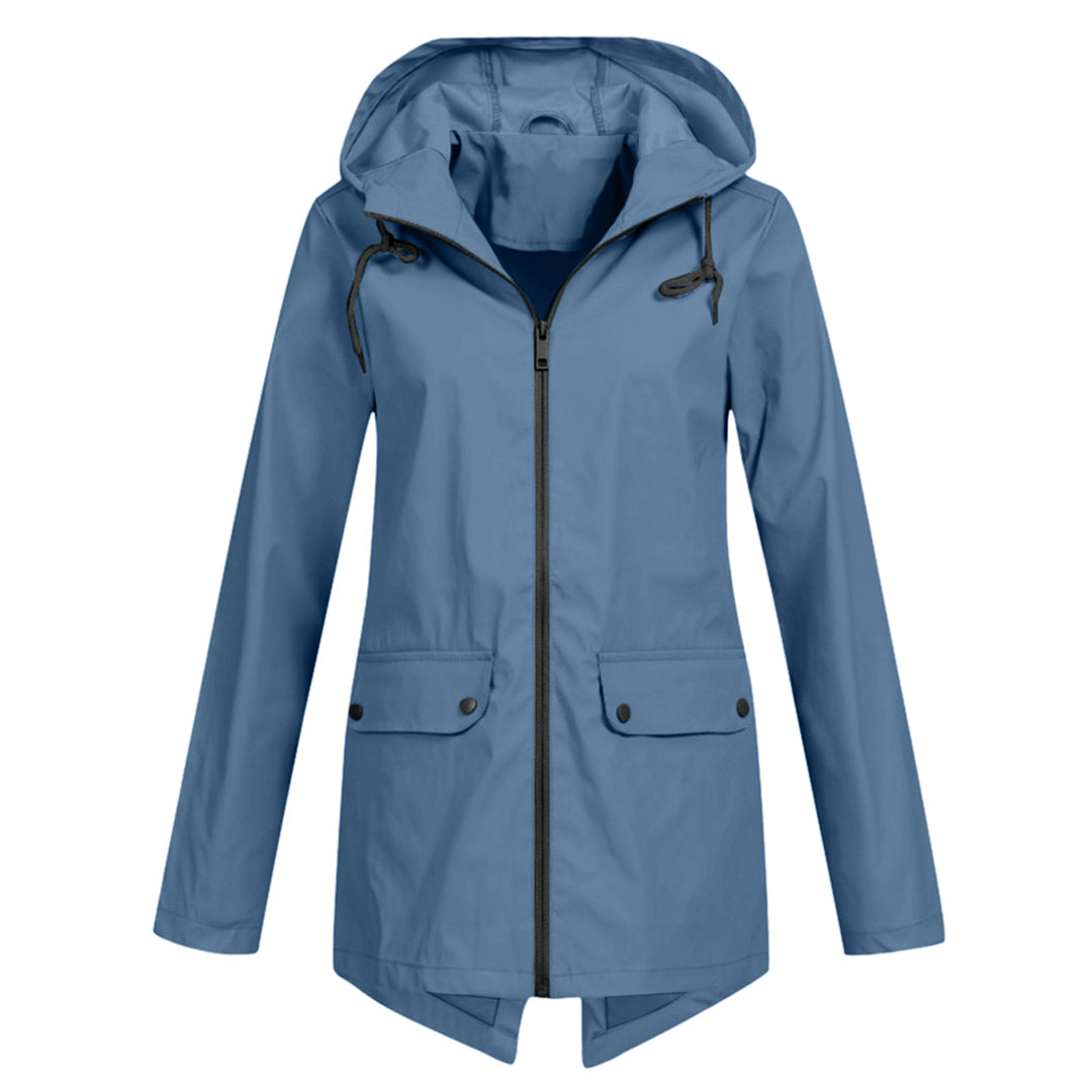 Long hooded women's raincoat