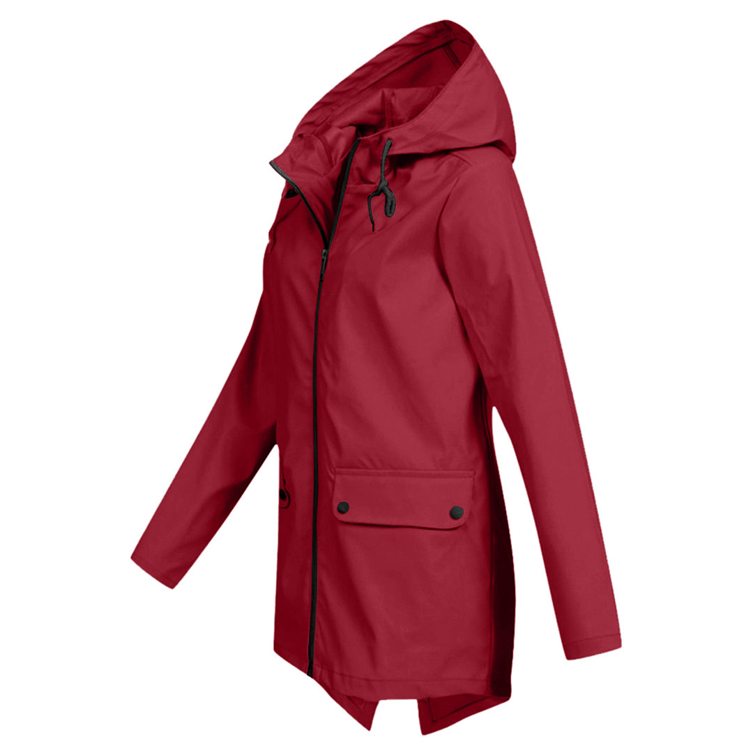 Long hooded women's raincoat