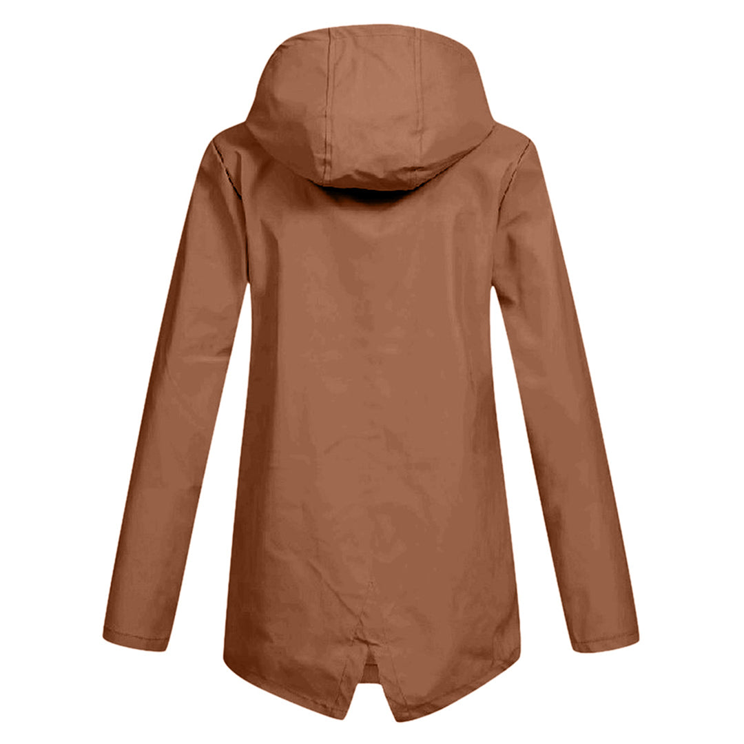 Long hooded women's raincoat