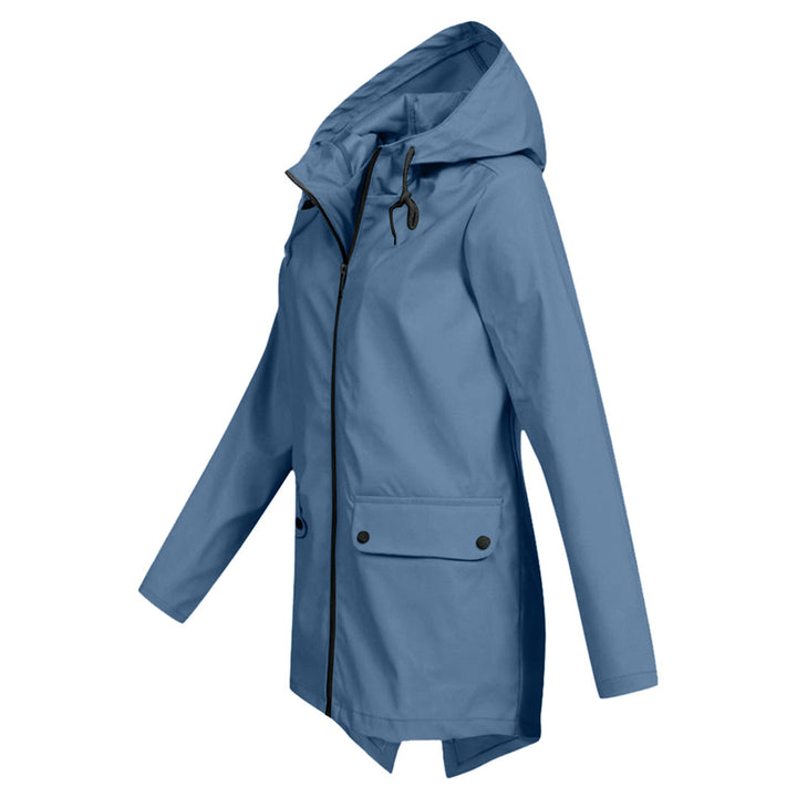 Long hooded women's raincoat