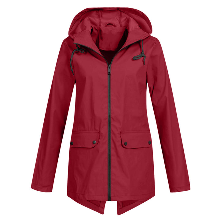 Long hooded women's raincoat