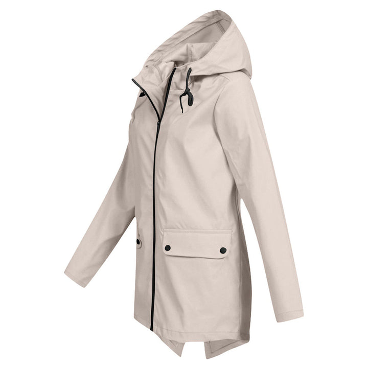 Long hooded women's raincoat