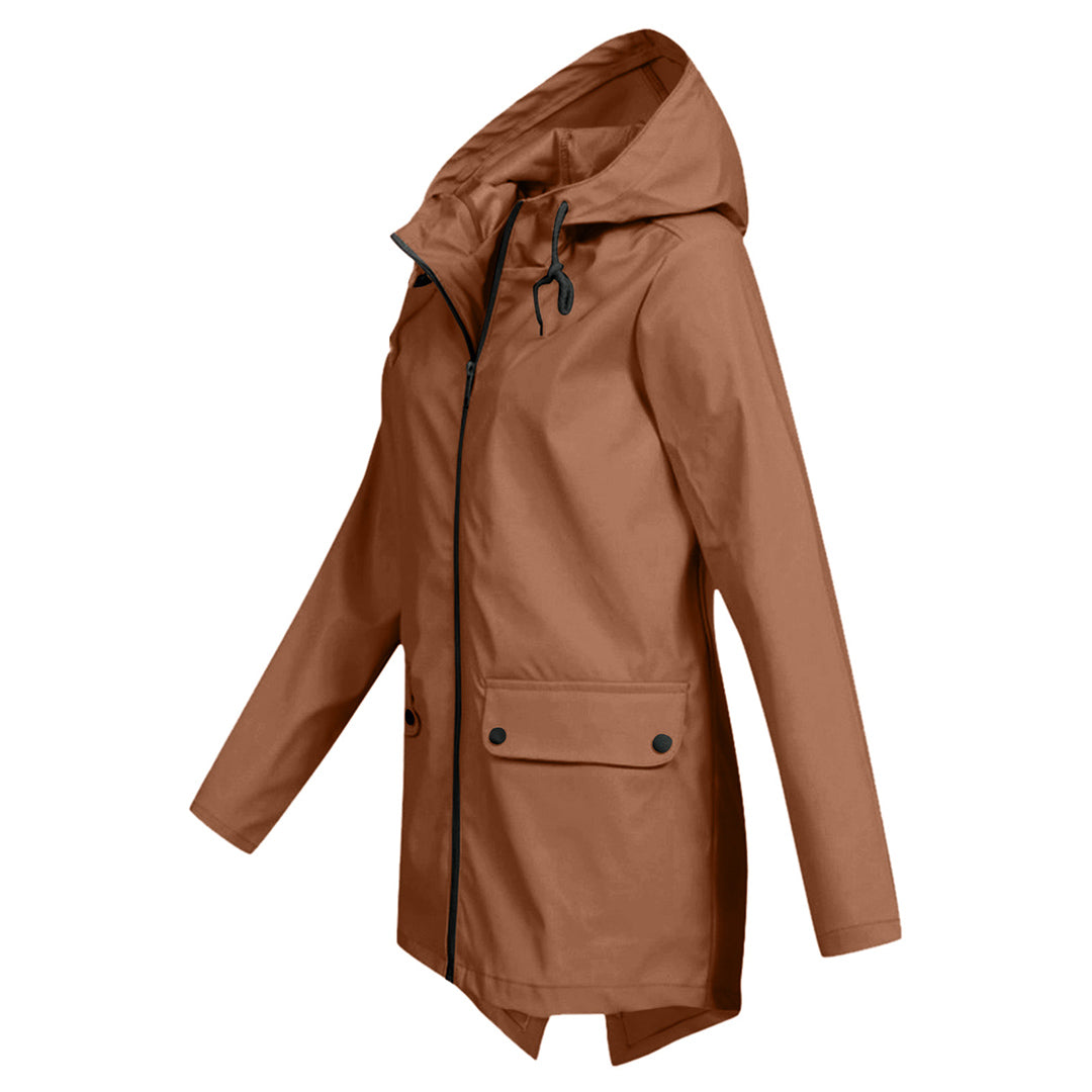 Long hooded women's raincoat