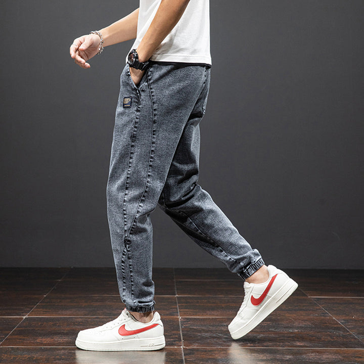 Casual denim jogging trousers for men