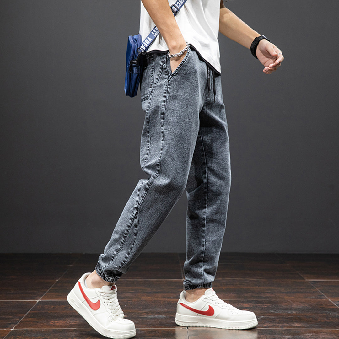 Casual denim jogging trousers for men