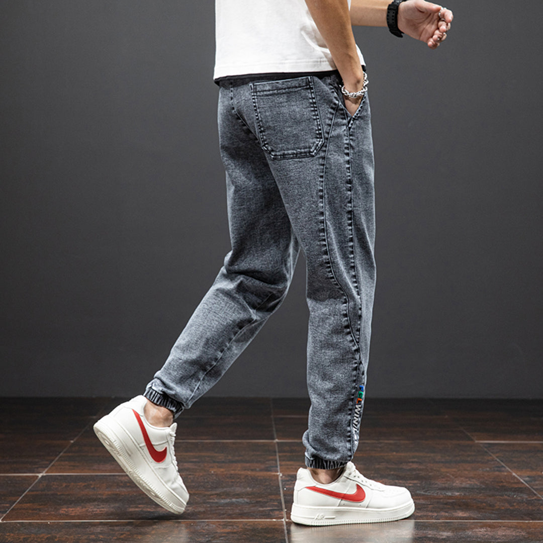 Casual denim jogging trousers for men