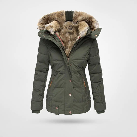 Ladies winter coat with imitation fur lining