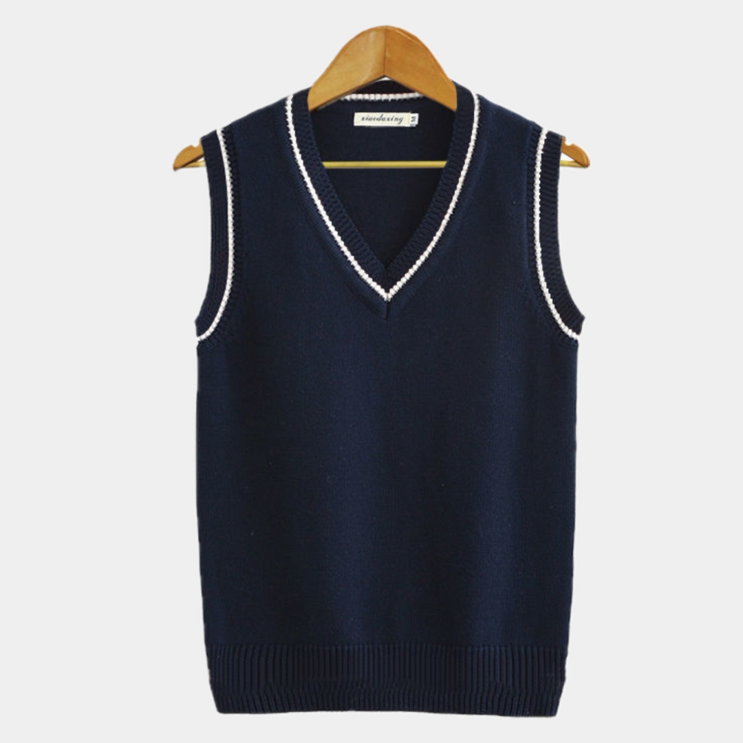 Knitted Sleeveless Men's Vest with V-Neck