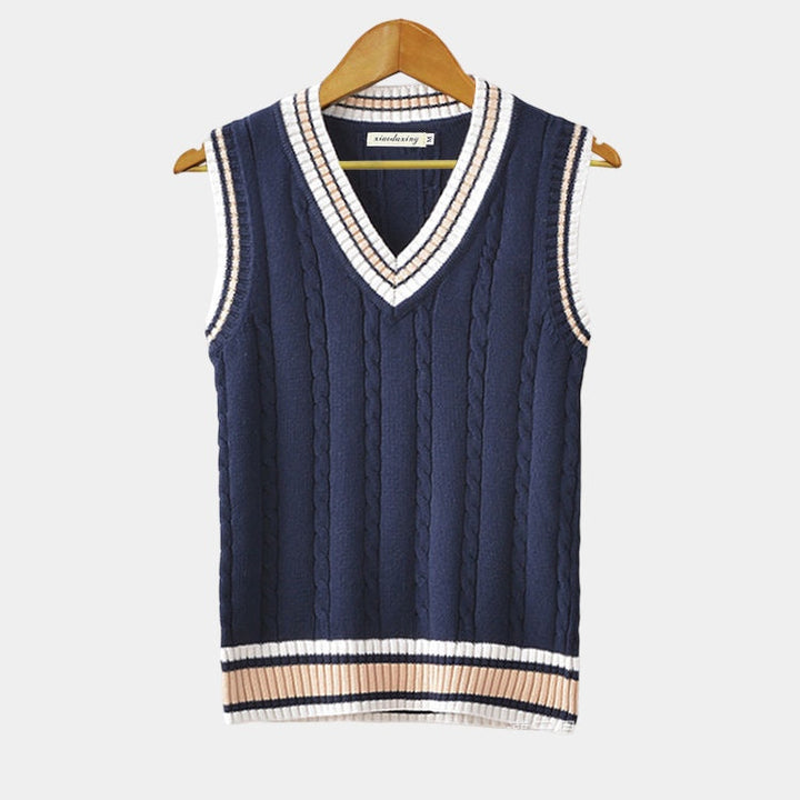 Knitted Sleeveless Men's Vest with V-Neck