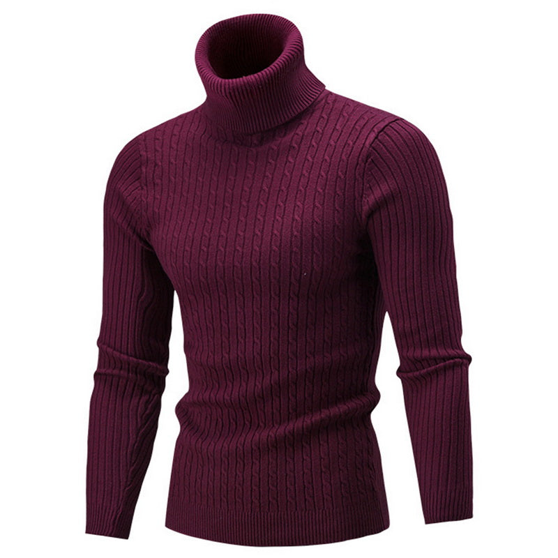 Men's Turtleneck Sweater in Thick Wool with High Collar