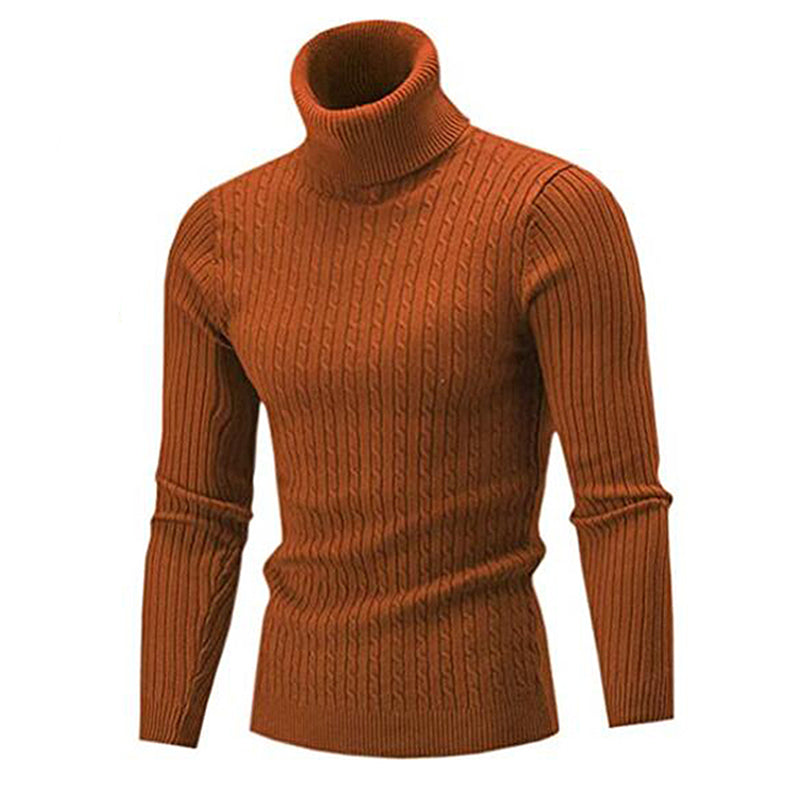 Men's Turtleneck Sweater in Thick Wool with High Collar