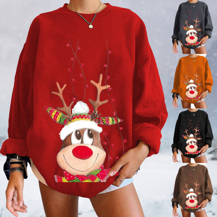 Warm women's jumper with reindeer print