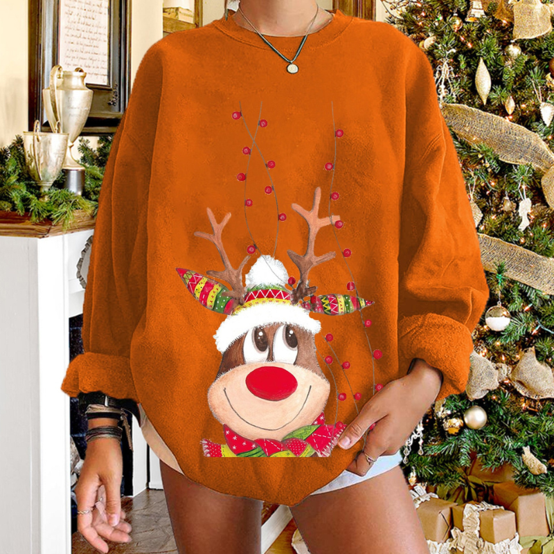 Warm women's jumper with reindeer print