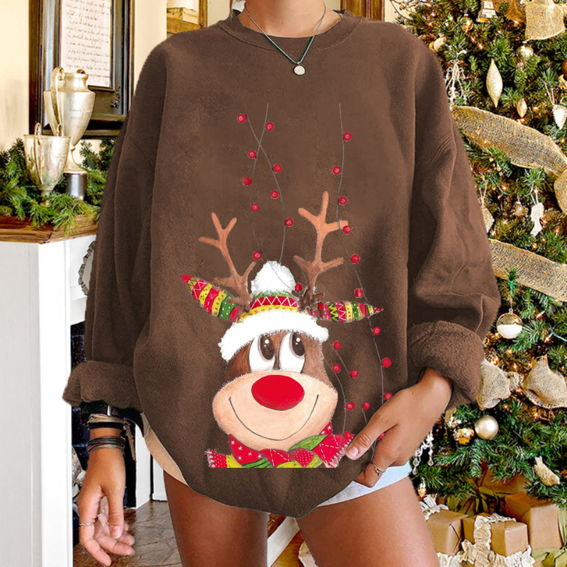 Warm women's jumper with reindeer print