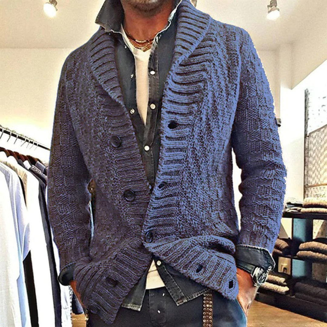 Men's warm knitted cardigan with buttons