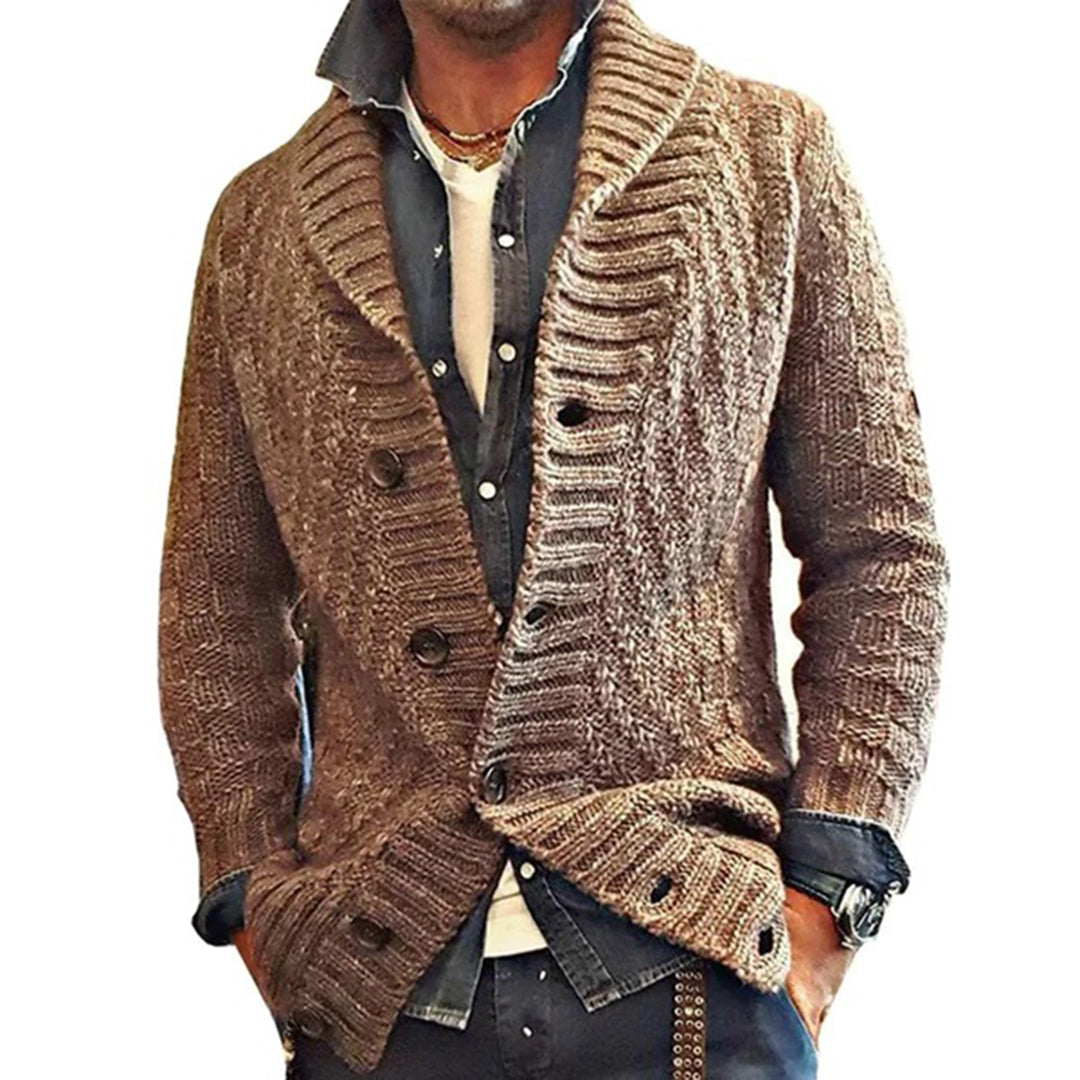 Men's warm knitted cardigan with buttons