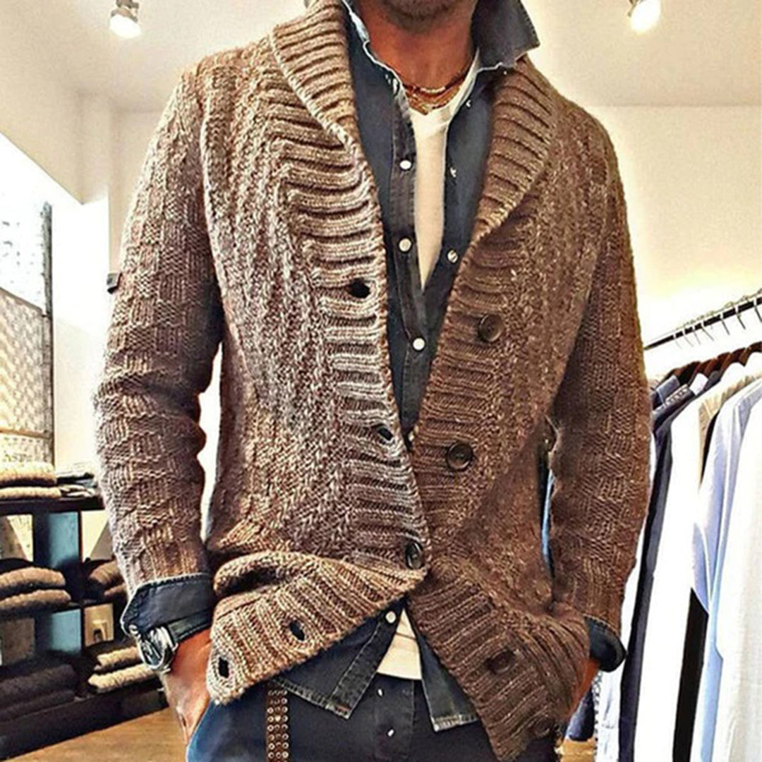 Men's warm knitted cardigan with buttons