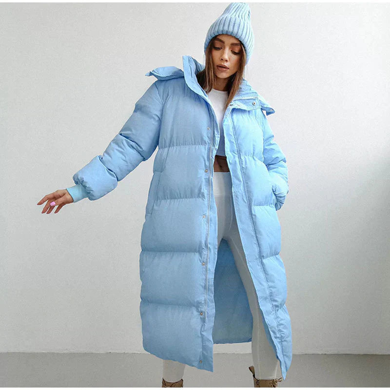 Long Quilted Winter Coat for Women