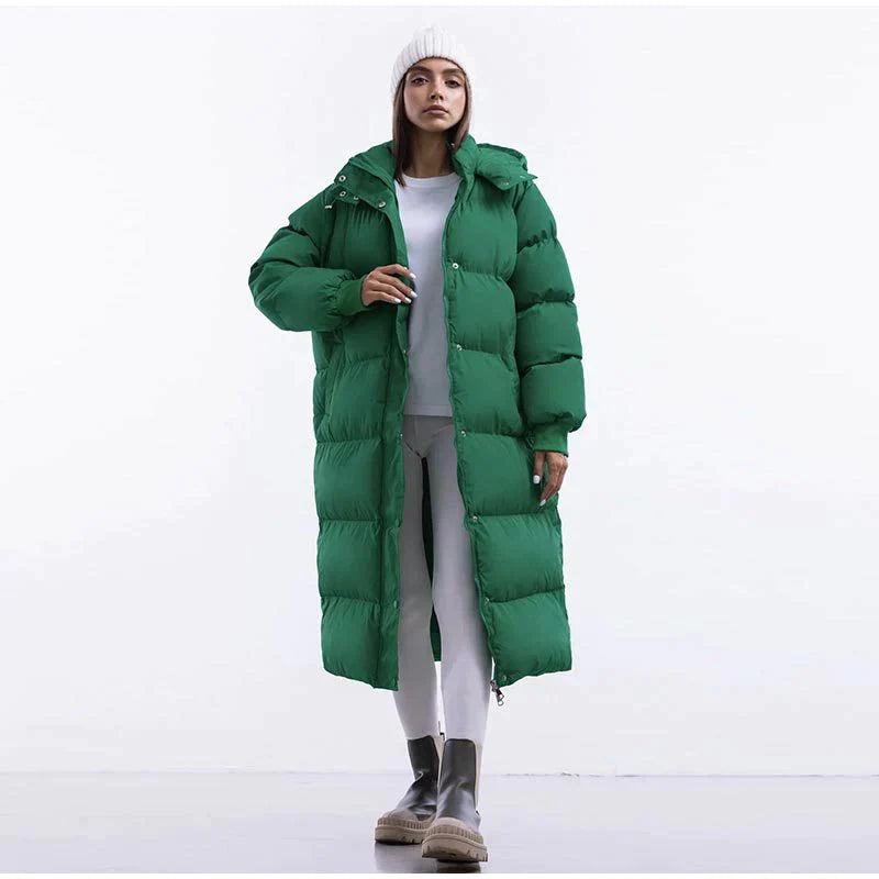 Long Quilted Winter Coat for Women