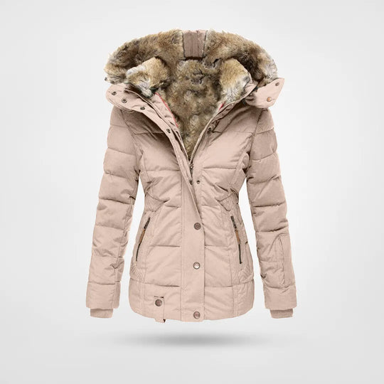 Ladies winter coat with imitation fur lining