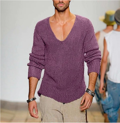 Men's knitted V-neck jumper